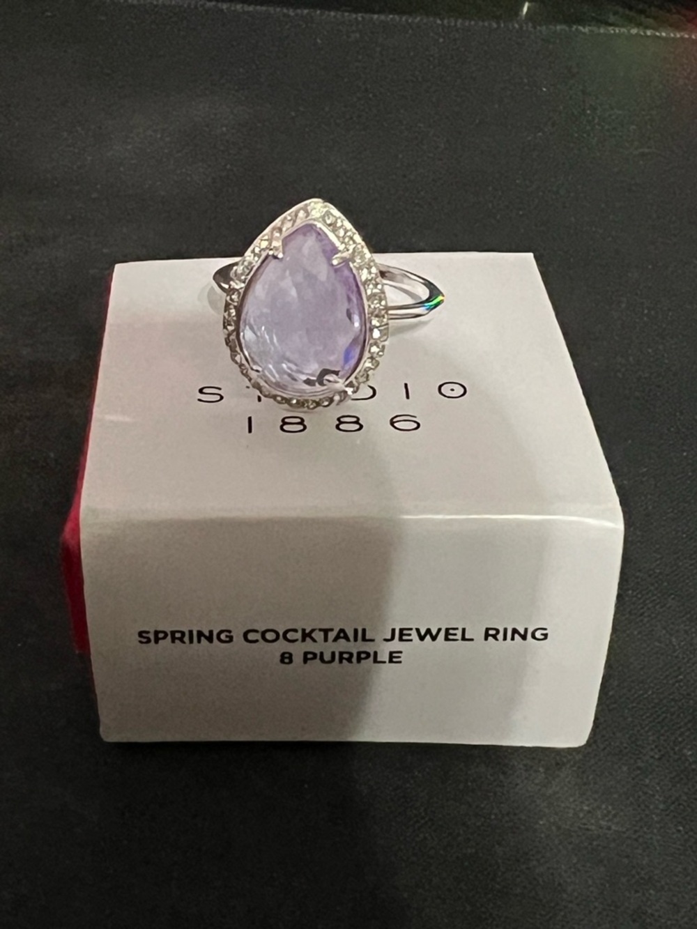 Avon Lavender Teardrop Halo Cocktail Ring
